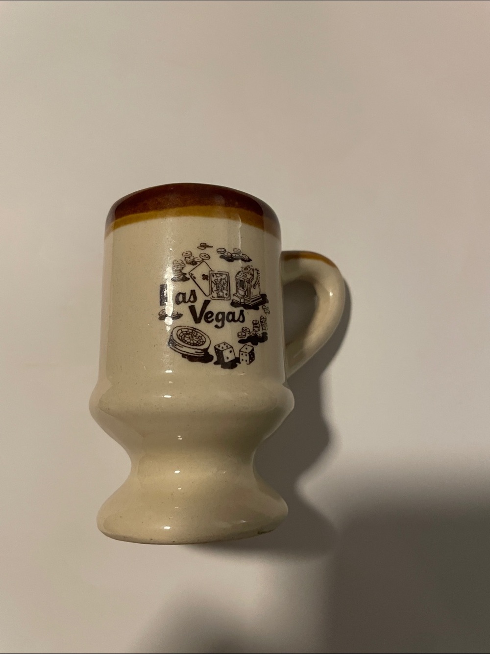 Las Vegas Pedestal Ceramic Mug in Cream with Brown Accent